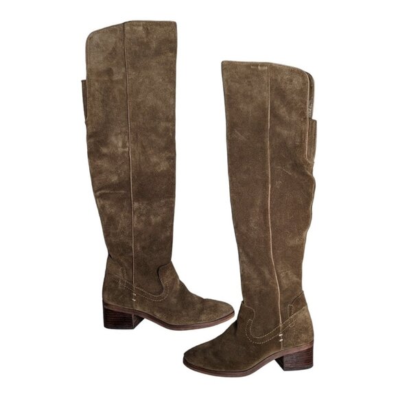Dolce Vita Kitt Camel Tan Suede Almond Toe Over the Knee Block Heel Boho Boots 6 - Picture 1 of 6